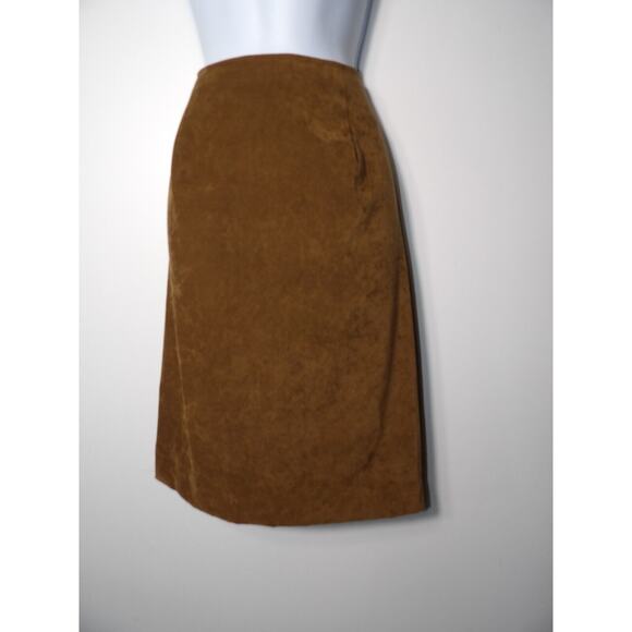 Derek Heart Pencil Skirt 13/14 Faux Suede Brown Minimalist Casule Office Modest - Picture 11 of 12